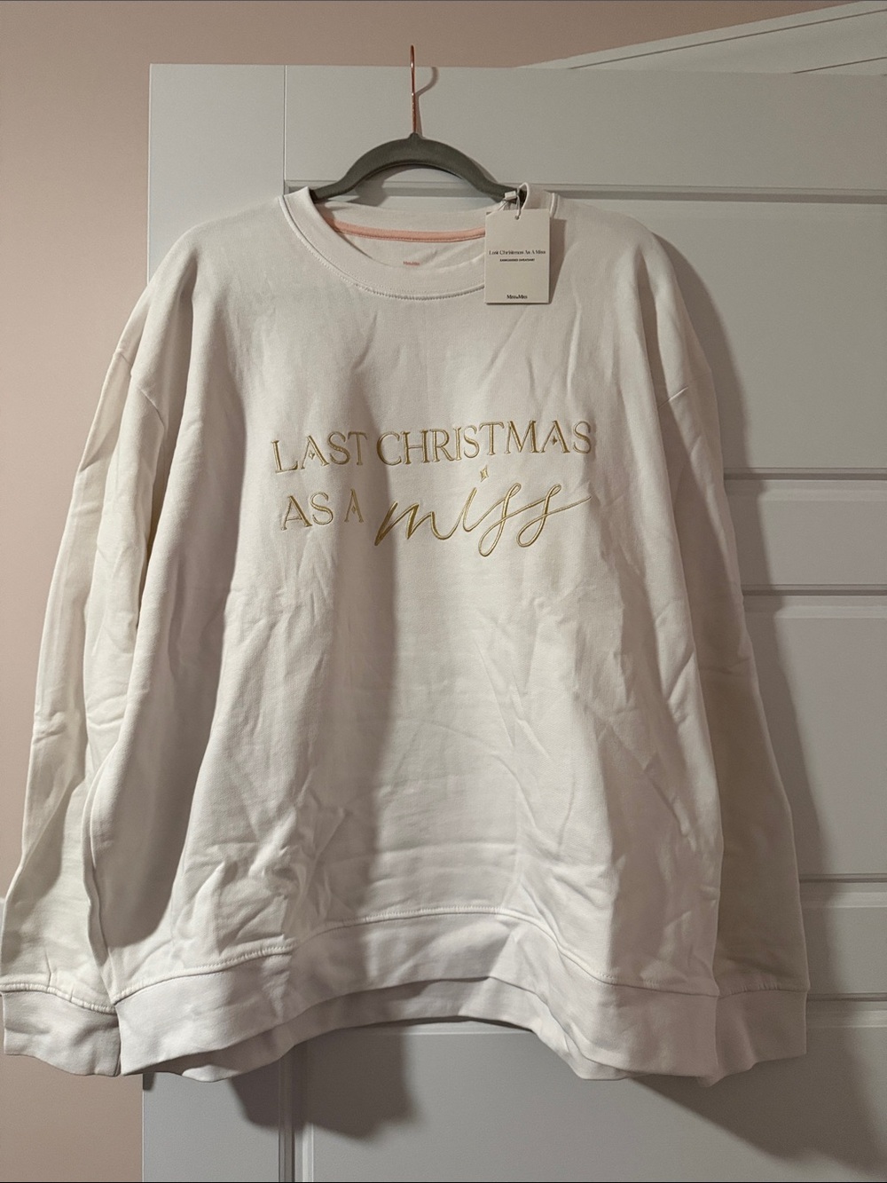 Mossimo Supply Co. White Crewneck Tee with Pale Pink Trim